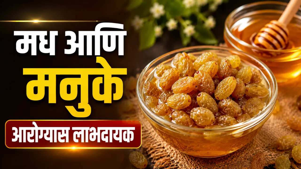 Soaked Raisins and Honey Benefits - एका वाटीत ठेवलेले मध आणि भिजवलेले मनुके