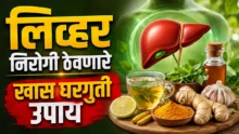 Liver Health Tips: Healthy human liver illustration with fresh vegetables and home remedies.